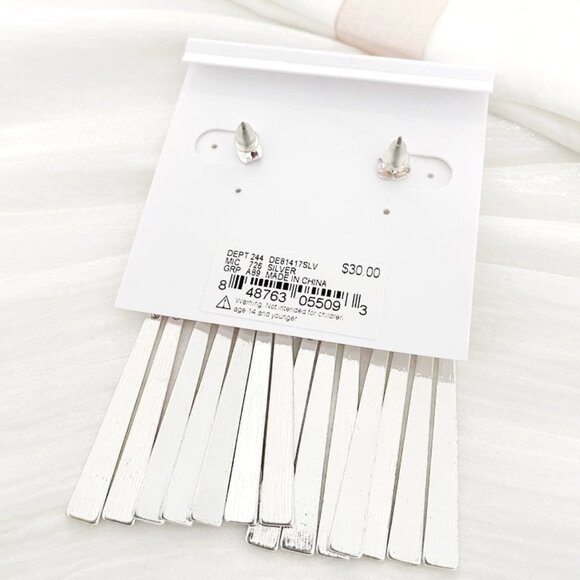 4/$25 Anna Ava Filigree Fringe Earrings Silver - Picture 3 of 3